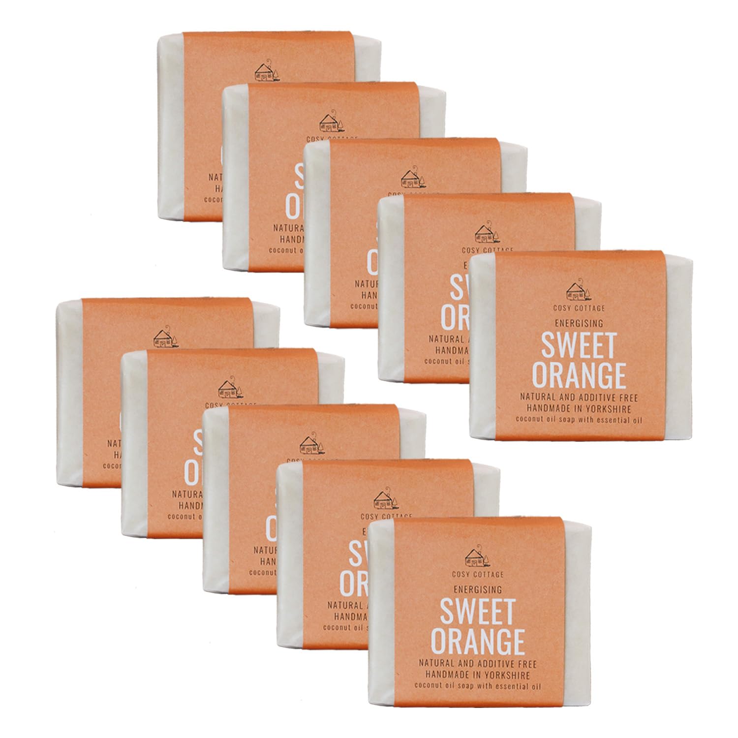 Cosy Cottage Energising Sweet Orange Soap Bar - Bundle Pack of 10 x 110g, Clear, 110 g (Pack of 1)