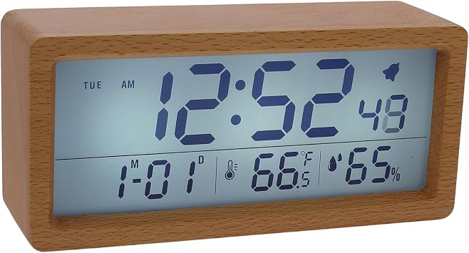 1Set Screen Digital Alarm Clock Stylish Design with Temperature Humidity Display for Home Decor Present for Friends Family Non Disturbing Quiet Function