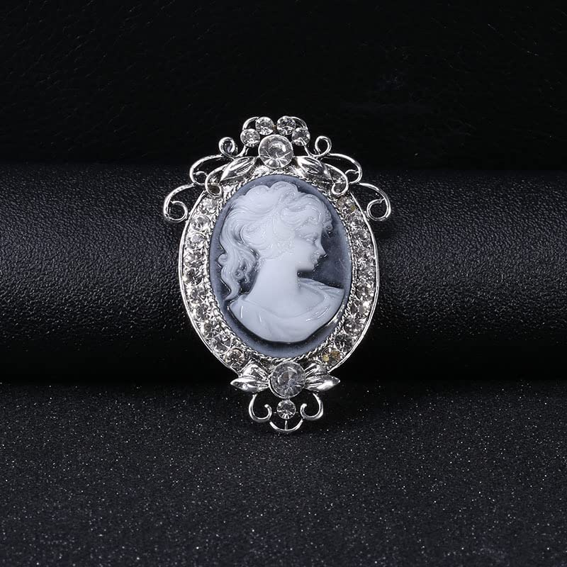 Image of lureme Vintage Elegant Victorian Lady Beauty Cameo with Crystal Brooch Pin (br000017)