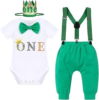 FYMNSI Baby,Clothing,Baby Boys 0-24m,Outfits & Clothing Sets FYMNSI Baby Boy Jungle Safari Dinosaur Themed First Birthday Cake Smash Outfit Short Sleeve Romper Pants Y-Back Suspenders Headband 3pcs/4pcs Set