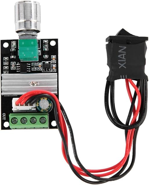 Keenso DC Motor Speed Controller, 6-28V 3A PWM DC Motor Speed Controller Motor Speed Regulator Electric Motor Controller with Switch Function
