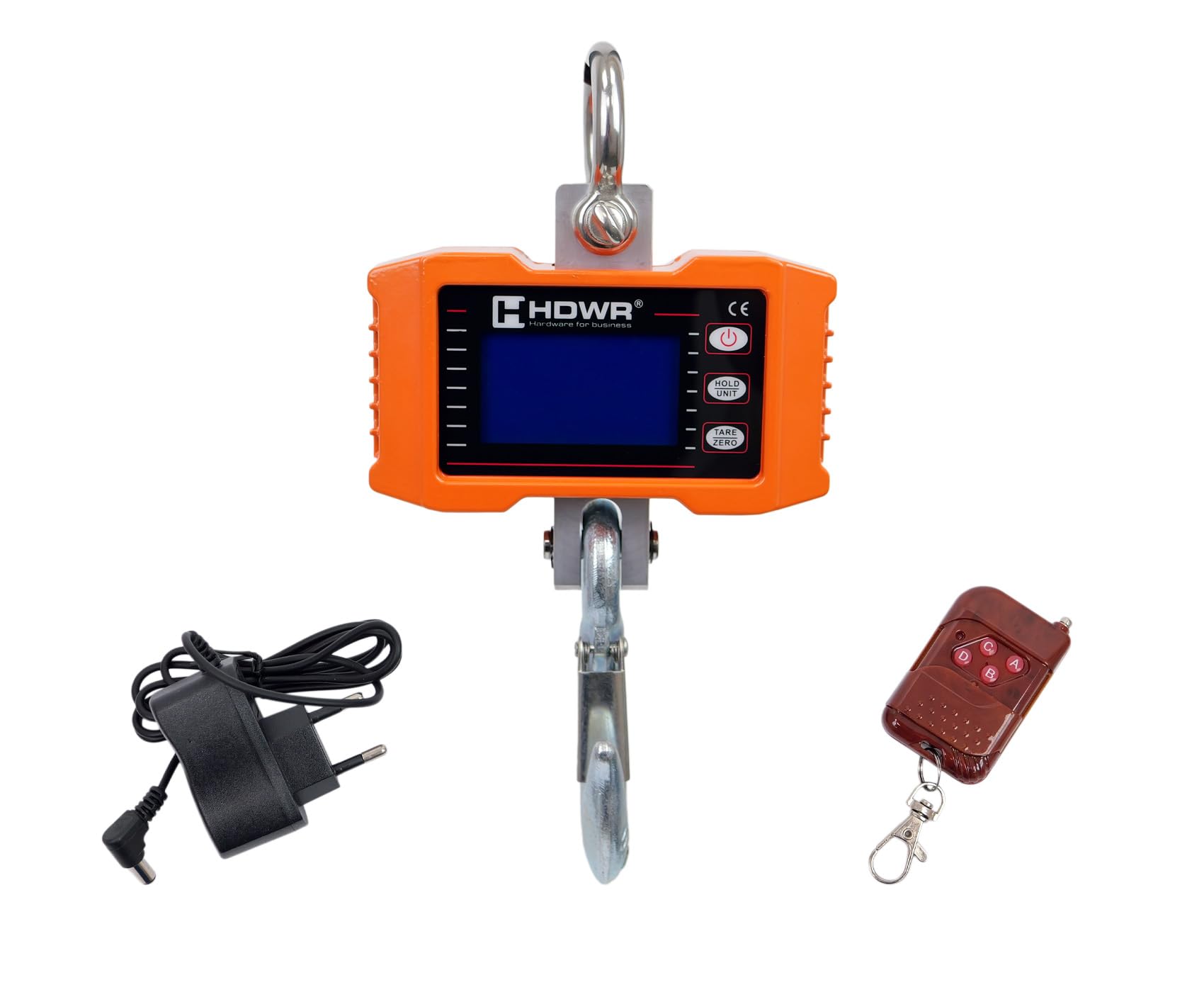HDWR wagPRO-H500P Hakenwaage 500 kg mit Fernbedienung, Hängewaage | Bildschirm-Pause, Tara, LCD-Anzeige, Messung in Kilogramm und Pfund, kompakt