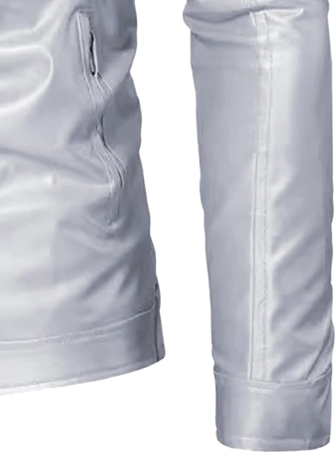 Mens Faux Leather Jackets Stand Collar Motorcycle Leather Zip-Up Biker Coat