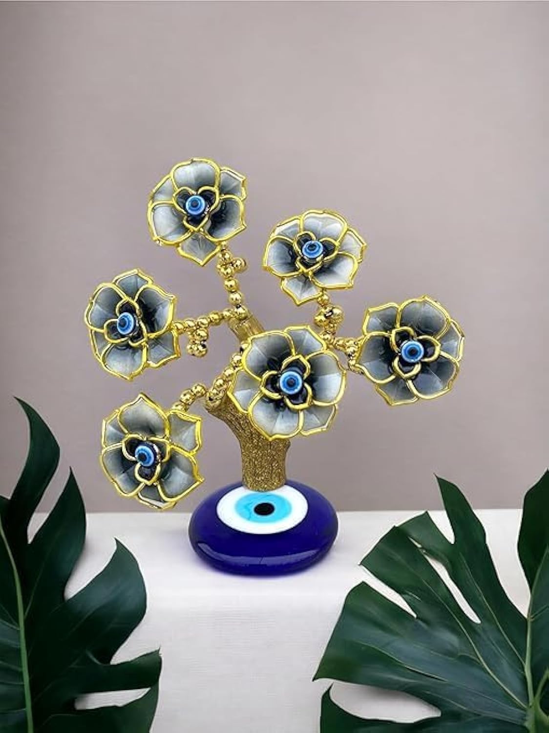 SRDH" Feng Shui Evil Eye Tree Wealth & Achievement Good Luck Gift Home Office Resin Decor Lucky Gifts (Black)
