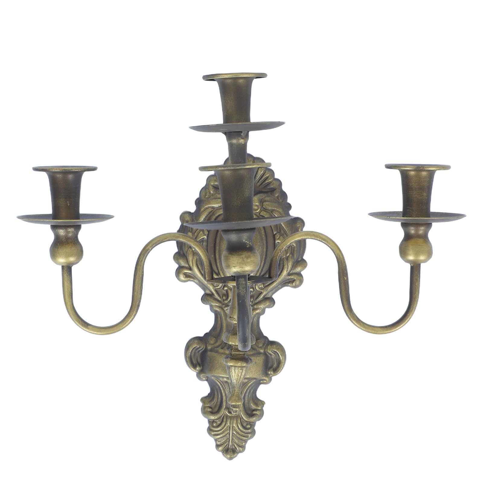 Portacandele Design Vintage in Ferro Finitura Bronzo Anticato da Parete Supporto a 4 Bracci per Candele per Patii e Case Rustiche