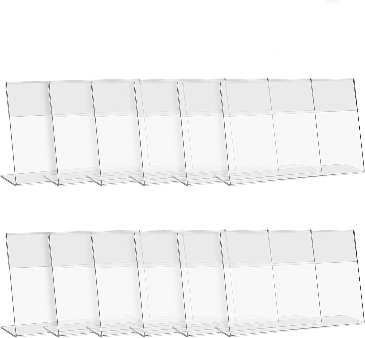 Cliselda 12 pcs A6 Acrylic Sign Holder, Clear Photo Frames Photo Sign Slant Back, Menu Holder Flyer Document Paper Display Stand for Office Desktop Restaurant -15 x 10 cm (6'' x 4'')