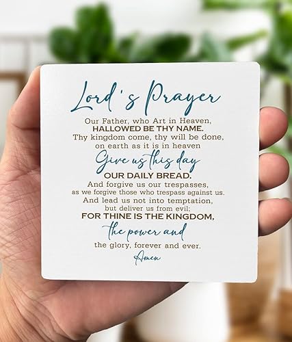 Miniatura 3 de Placa de madera de oración del Señor regalo de nuestro padre que arte en el cielo santificado sé tu nombre Thy Kingdom Come placa con soporte de