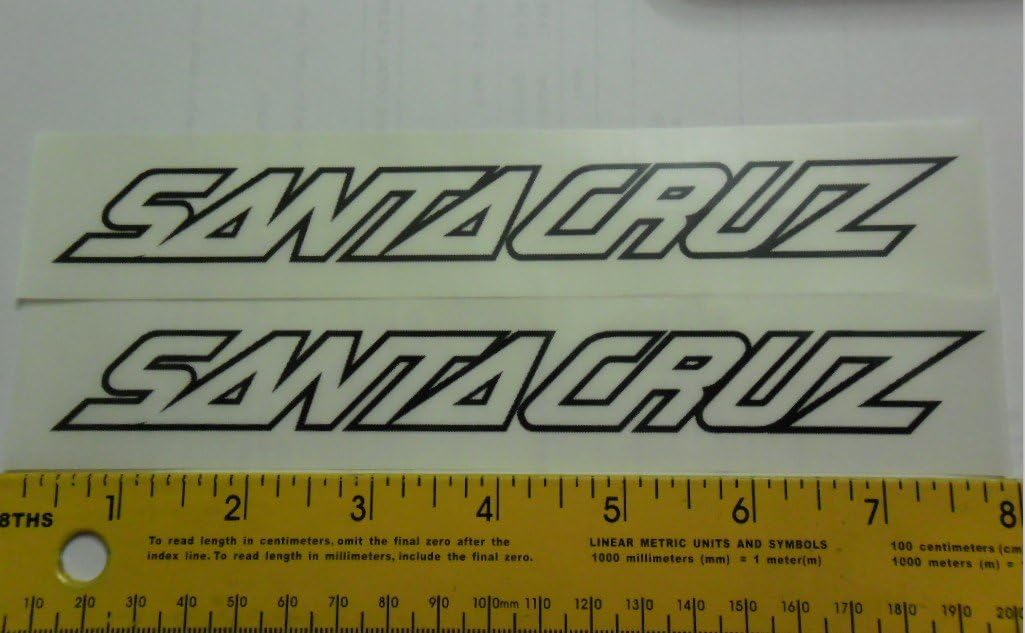 Santa Cruz bike frame sticker 8"x1.5" black on clear Vinyl