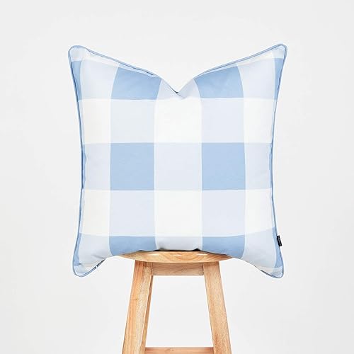 Miniatura 10 de Coastal Patio - Funda de almohada para interiores y exteriores, solo para patio, sofá, cuadros de búfalo negro, 20 x 20 pulgadas