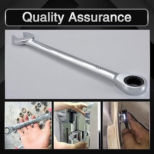 Miniatura 7 de KATUR Juego de llaves de trinquete fijas de 0.906 in y llaves de mango, juego de herramientas manuales, combinación métrica de acero al cromo
