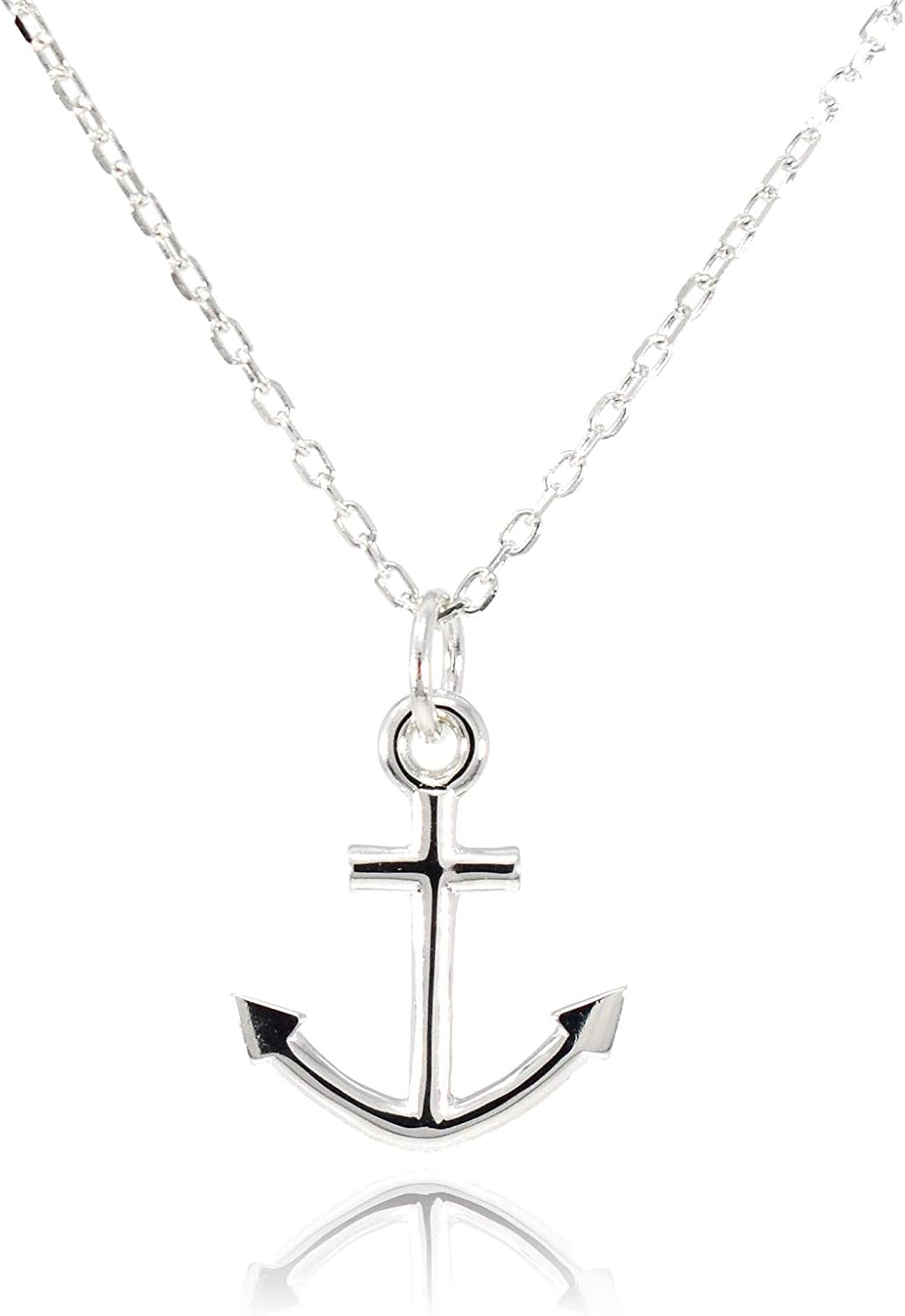 Dote Dainty Anchor Pendant Genuine .925 Sterling Silver Necklace 16-18" Adjustable Chain