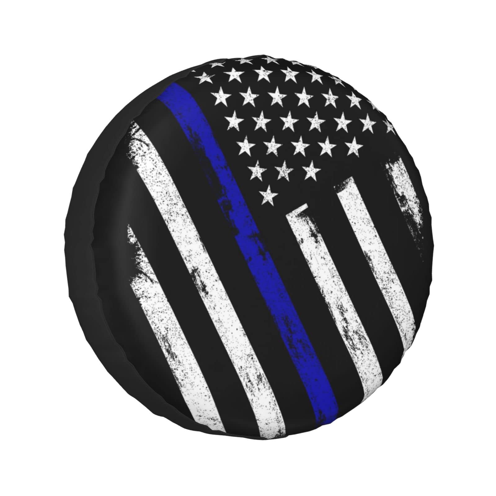 American Thin Blue Line Flag Police Pattern Black Spare Tire Cover Wheel Protectors Weatherproof Universal for Trailer Rv SUV Truck Camper Travel Trailer 14
