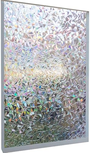 RockRose Película de privacidad para ventana, diseño de arco iris, adhesivo 3D, vinilo decorativo para ventana, adhesivos estáticos, adhesivos no