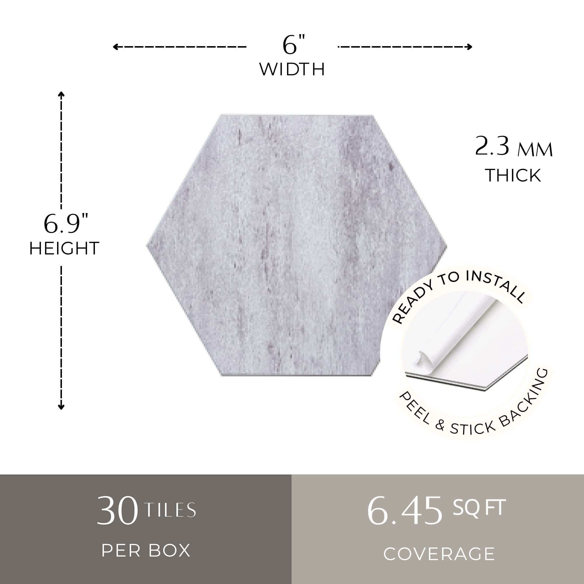 AVANT DECOR Tiles Stone Hexagon Texture Peel Stick Kitchen - View #9