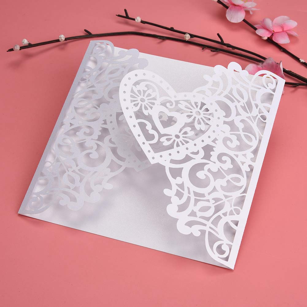 Ymiko Quinceanera Invitations, 10Pcs Blank Kraft Wedding Invitation Cards Wedding Personalized Business Cards for Engagement Birthday (Heart-shaped)