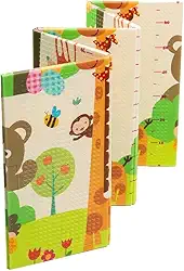 Tapete Infantil Tatame Emborrachado Dupla Face Macio Térmico e Dobravel Premium (Colorido, Girafa e Macaco)