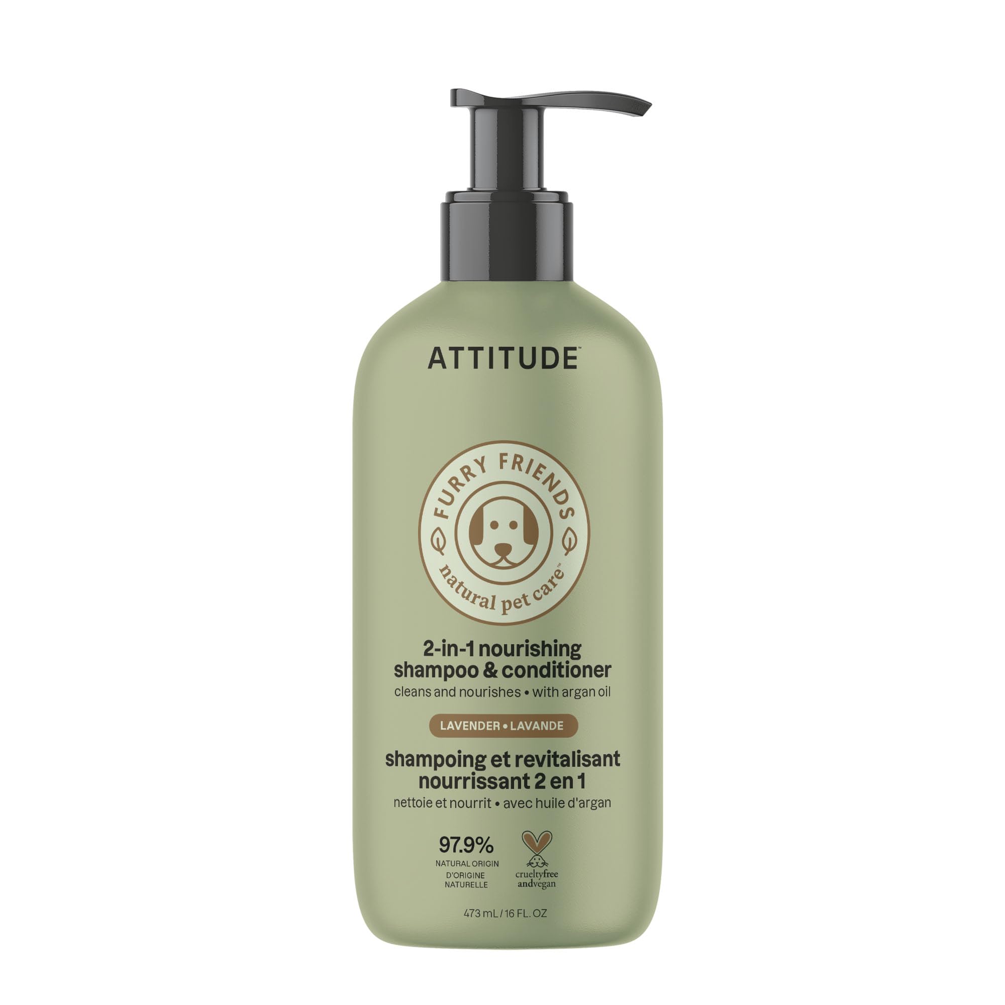 ATTITUDE 2-in-1 Nourishing Shampoo & Conditioner for Cat & Dog, Plant- and Mineral-Based Ingredients, Vegan