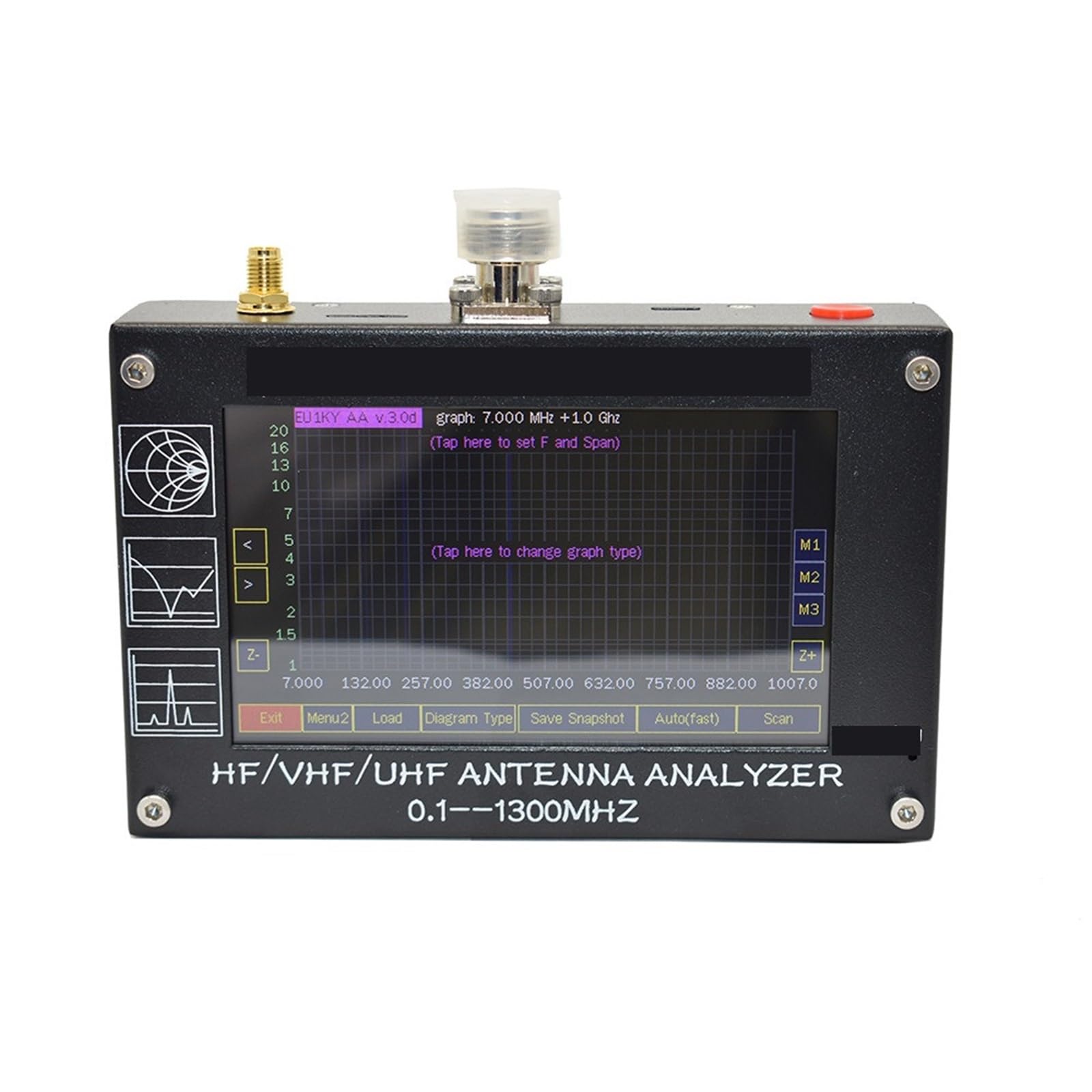 4,3-calowy ekran dotykowy LCD 0,1-1300MHz HF/VHF/UHF ANT SWR miernik analizatora anteny Generator sygnału