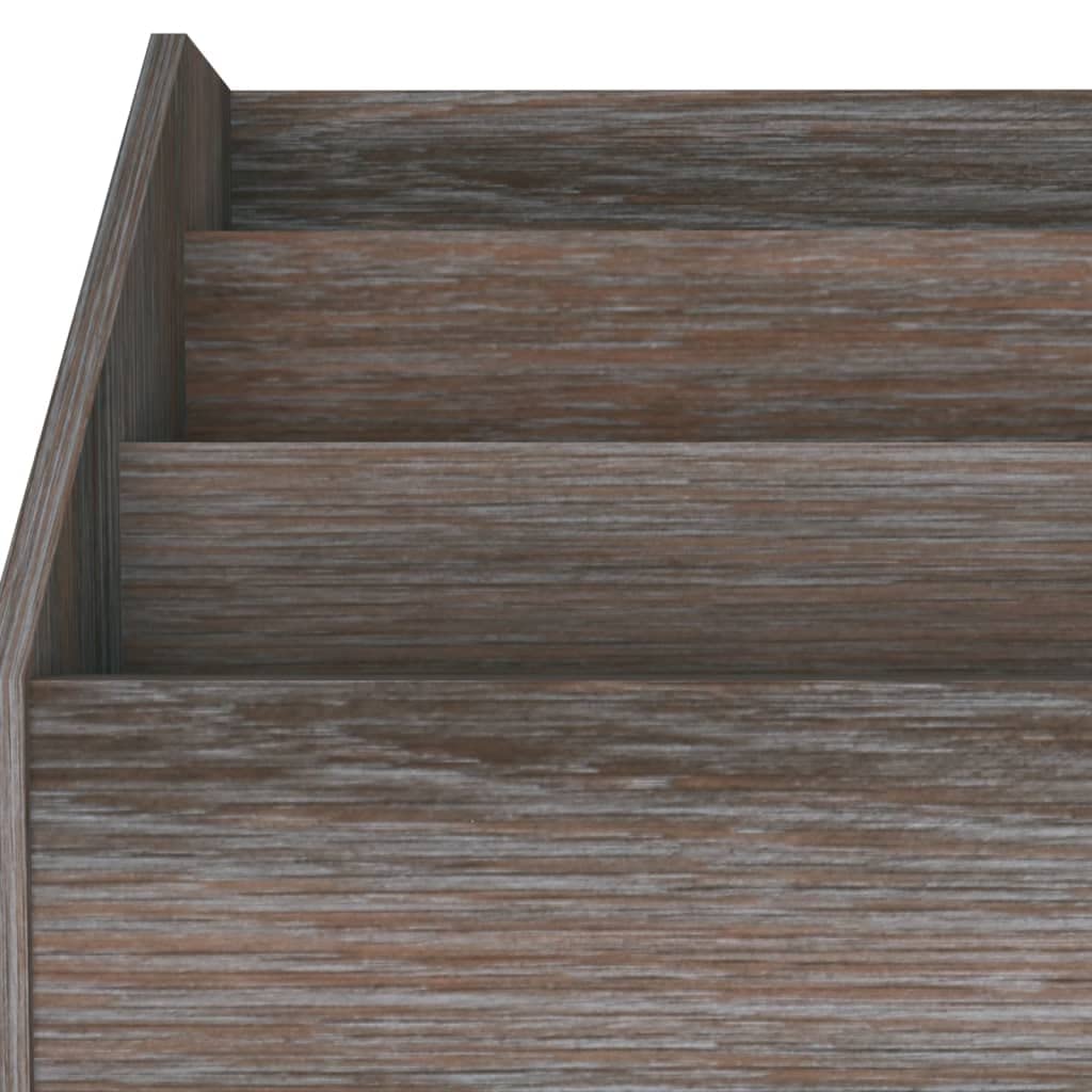 Portariviste Bambino Grigio, Legno d'Ingegneria, 3 Scomparti | Organizer per riviste durevole, 2 scomparti aperti, facile da pulire, organizer per libri per camera da letto