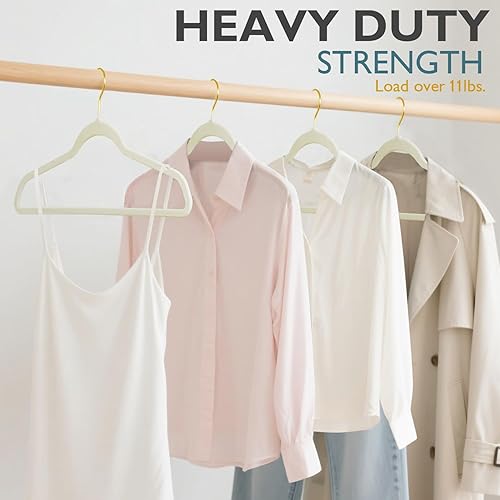 Miniatura 2 de ManGotree Perchas de terciopelo con gancho dorado giratorio de 360, perchas de fieltro antideslizantes para trajes, colgador de ropa delgado que