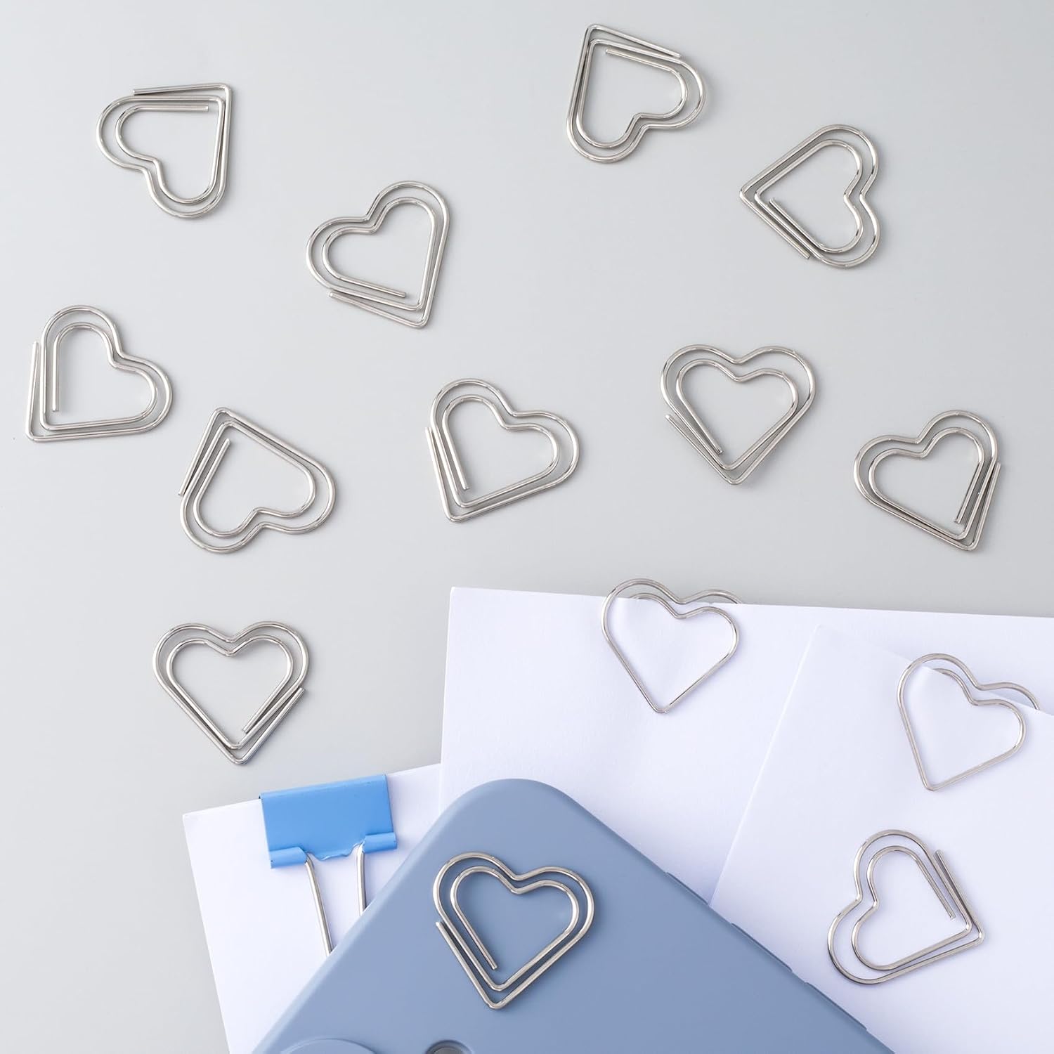 20pcs Mini Heart Shape Paper Clips, Sliver Fancy Paperclips, Cute Love Heart Metal Bookmarks, Decorative Paper Clamps Holders for Document, Office, Home image 5