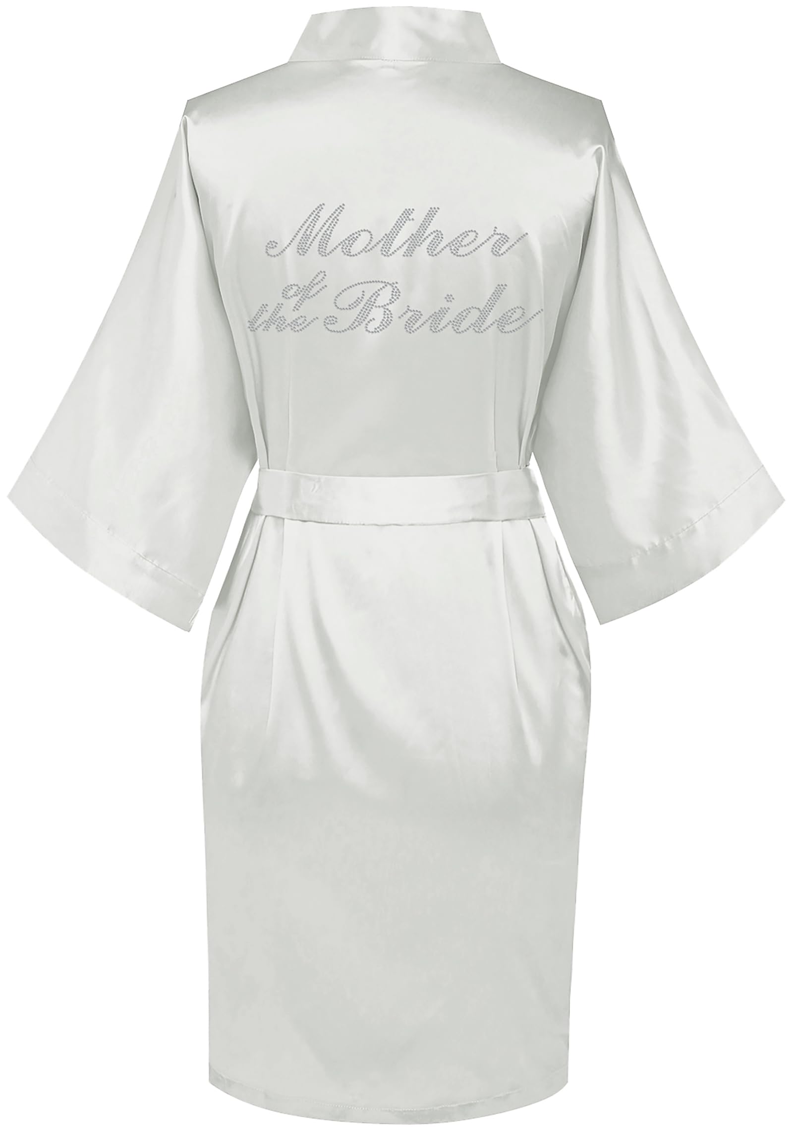 goodmansam Women's Silky Robes One Size Silver Rhinestones Bride Bridesmaid Sleepwear for Wedding Party Getting Ready
