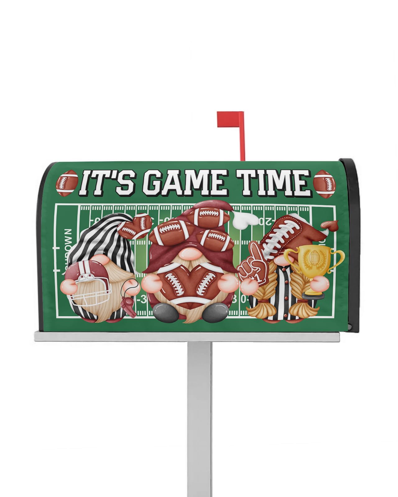 AMZRicher Fall Thanksgiving Mailbox Covers Magnetic Standard Size, Gnomes Baseball Football Green Post Box Cover Mail Wrap Outdoor Garden Yard Decoration 21x25.5