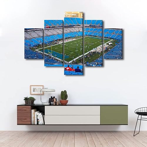 Vista 285 de Cuadros de estadios deportivos de fútbol americano de Minnesota, cuadros de vikingos, 5 paneles, lienzo para pared, arte de pared del estadio