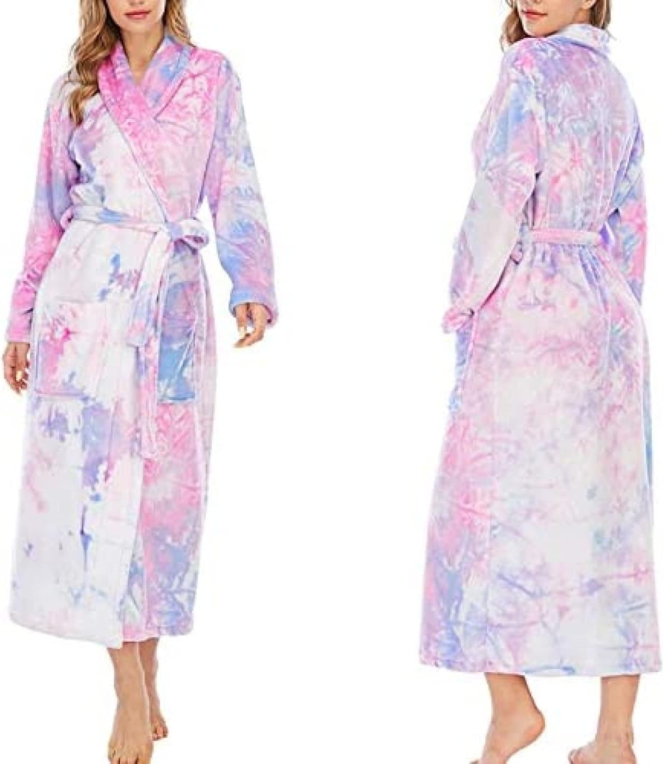 [ANTIY] 冬の豪華な着物バスローブホームレディースメンズパジャマ快適で暖かい部屋着,ピンク,XX-ラージ
