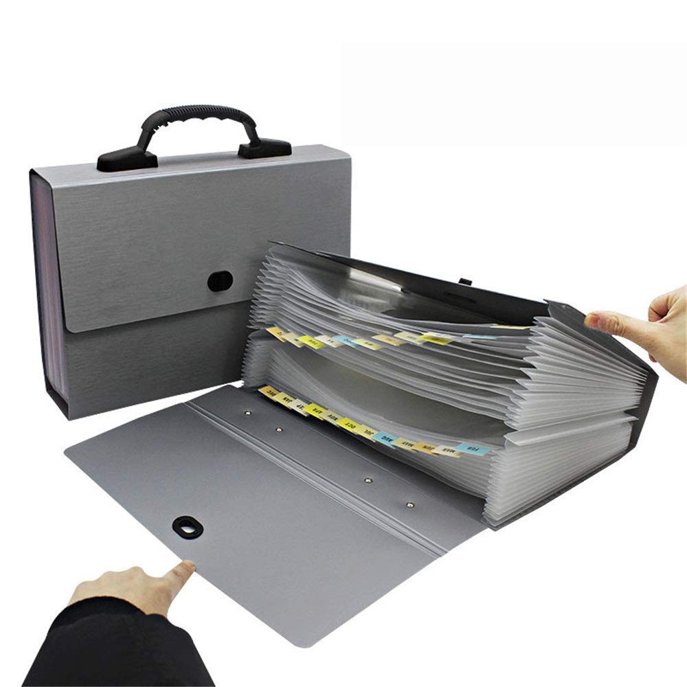 Folder Transparent Liner High Capacity Paper Document Organizer Portable Organ Folder Business File Box Accordion Folder File Organiser (Color : Black, Size : 2 pieces) LOLDF1