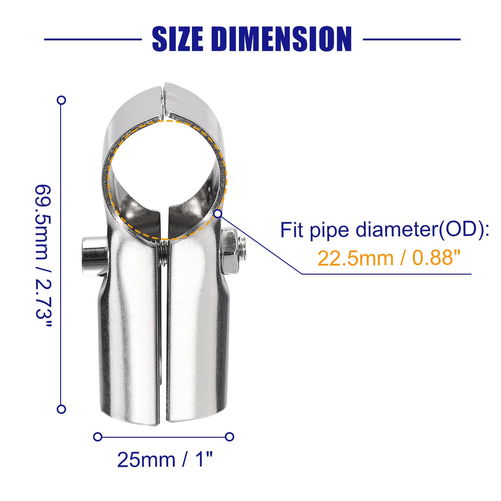uxcell Morsetti per tubi strutturali, 180 gradi, 2 vie, 10 set di morsetti angolari in acciaio inox, per tubi OD da 25 mm, argento