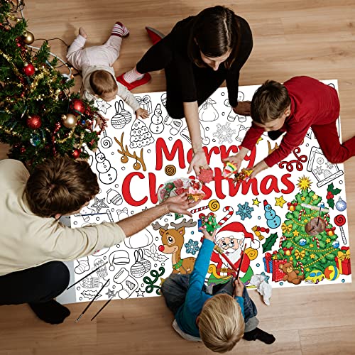 Image of Christmas Coloring Books for Kids Xmas Giant Coloring Poster Holiday Large Coloring Tablecloth Christmas Gift Huge Table Cover for Boys Girls Classroom Home Party Supplies Favor 31.4 x 43.3 Inch