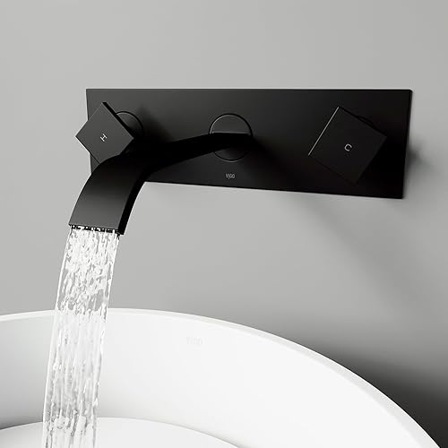 Miniatura 3 de VIGO Titus VG05002MB - Grifo de baño con dos manijas para montaje en pared, color negro mate