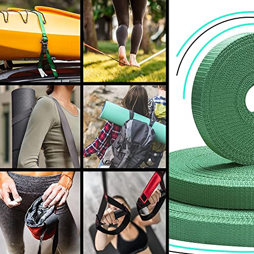 Image of TECEUM 1 Inch Webbing - Emerald Green - 10 Yards - 1 inch Webbing for Outdoors Indoors Crafting DIY nw