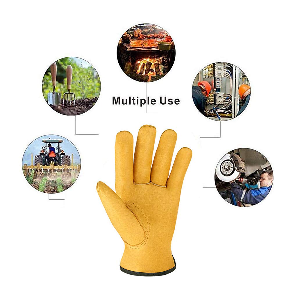 Para soldadores/Guantes de barbacoa/soldadura, HEELPPO Guantes de Cuero for Hombres Guantes de Soldadura Guantes de Apicultura Guantes de jardinería Hechos de Piel de Vacuno Perforación y Corte Adecua