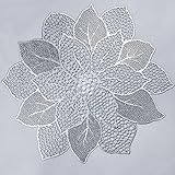AdasBridal Silver Round Placemats for Dining Table Set of 6 Pressed Vinyl Metallic Table Mats Hollow...