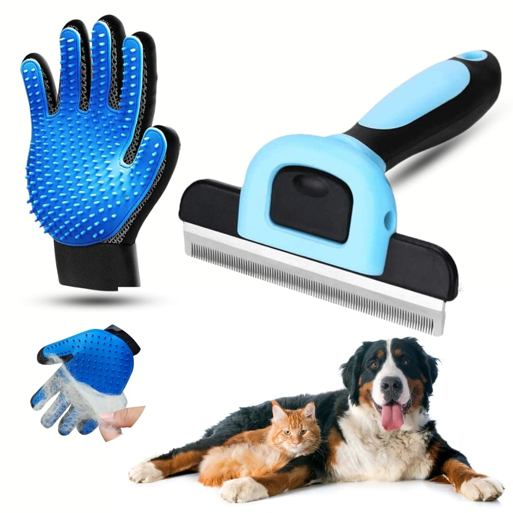 [Pack] Cepillo para Gatos y Perros uso Profesional + Guante Quitapelos Mascotas Limpiador para Aseo de Perros y Gatos. Apto para Mascotas de pelo corto, mediano y largo