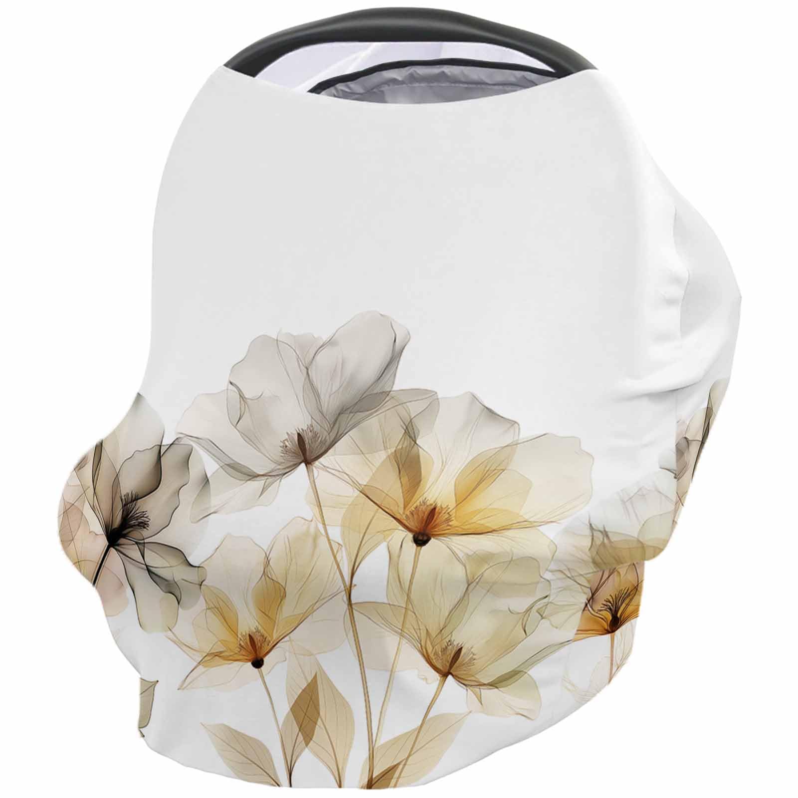 Nursing Cover for Breastfeeding Scarf, Flower Yellow Baby Car Covers Super Soft Multi Use for Canopy Shopping Cart Cover Blanket Stroller Cover