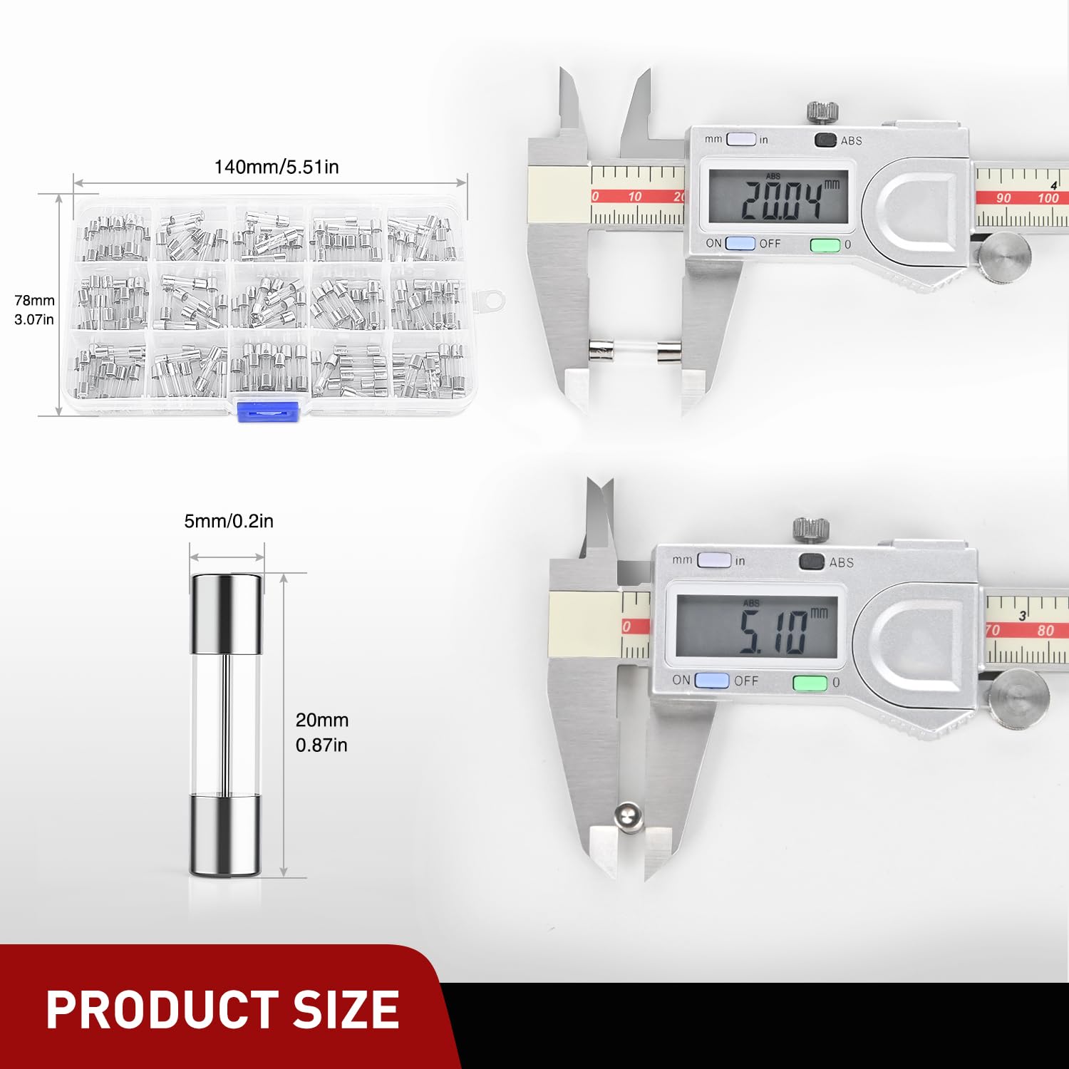 Nilight 150PCS Fast Blow Glass Fuses with 10PCS 5x20mm Inline Holder Screw Type16AWG 250V 0 1A 0 2A — view 3