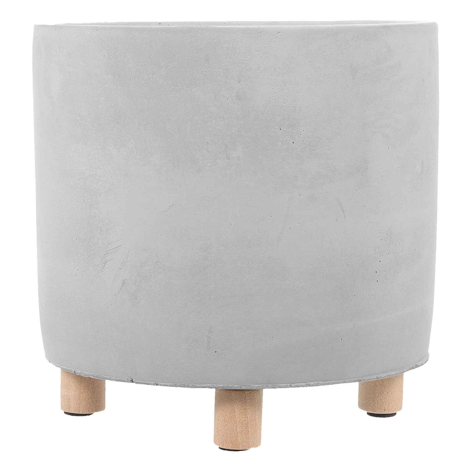 Yardenfun Pot de Fleur Simple Ciment avec Bois Jardinière Créative et Aérée pour Plantes Intérieur et Décoration de Jardin Pot Rond