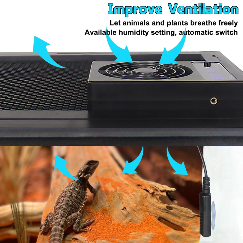 Fan voor reptielenbehuizing, slimme koelventilator voor reptielentank Fan voor reptielenbehuizing, slimme koelventilator voor reptielentank