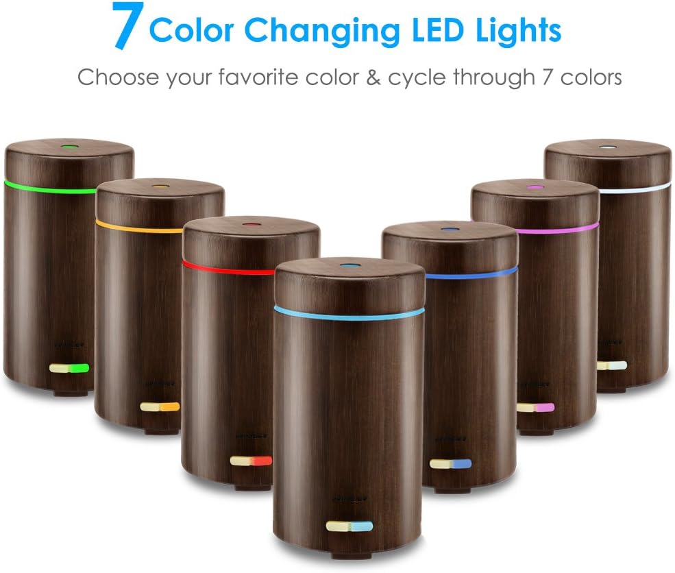 URPOWER Real Bamboo Essential Oil Diffuser Ultrasonic Cool Mist Aromatherapy Diffuser for Essential Oils with Adjustable Mist Mode,Waterless Auto Shut-off for Home Office Living Room Study Yoga Spa