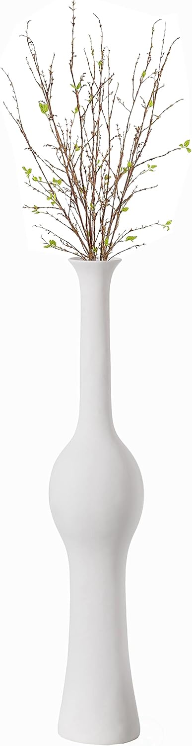 Unique Style 58.75 inch Tall Floor Vase for Entryway, Dining, or Living Room Decor, Elegant White Ceramic Tall Vase with Intricate Design, Contemporary Home Accent Piece, Modern Decorative Pottery