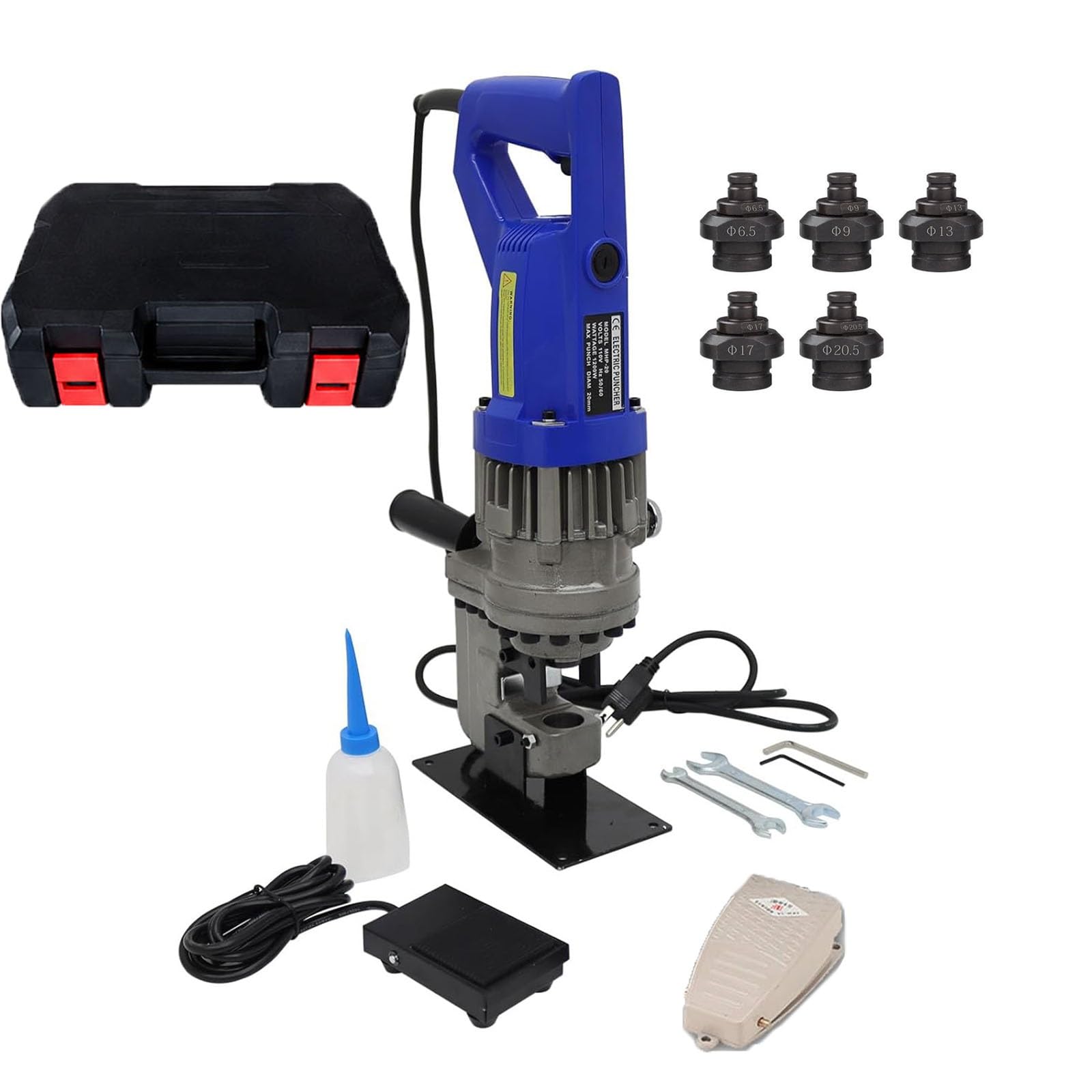 Efficieran One Color Hydraulic Hole Puncher 1400W Portable Punching Machine With Case, Heavy Duty Handheld Electric Metal Hole Punch Tool For Jobsite Structural Steel