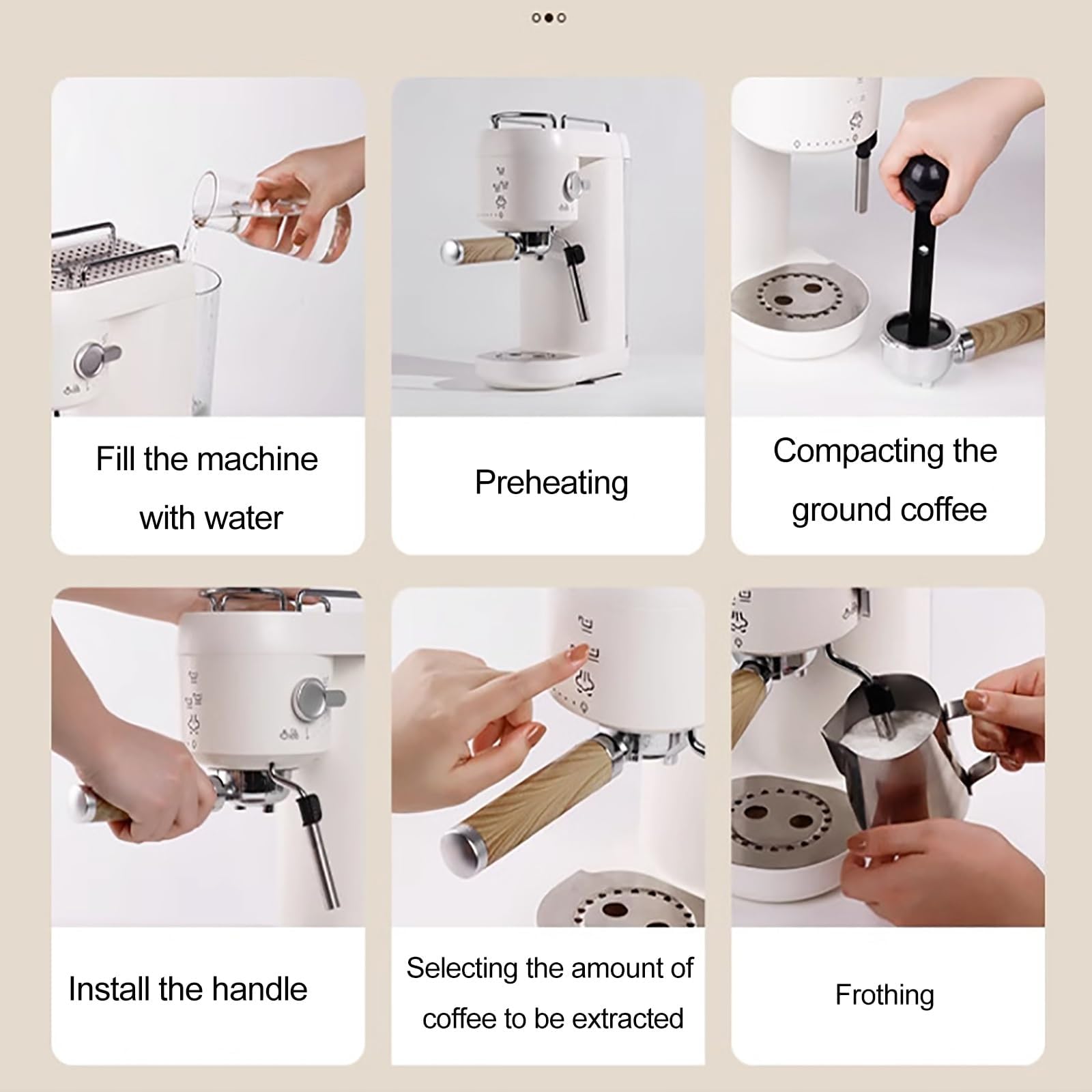 Ekspres do kawy, kompaktowy ekspres do kawy z ciśnieniem pompy 20 barów, różdżka parowa z pianki mlecznej do cappuccino, latte, macchiato, napojów w stylu baristy w domu