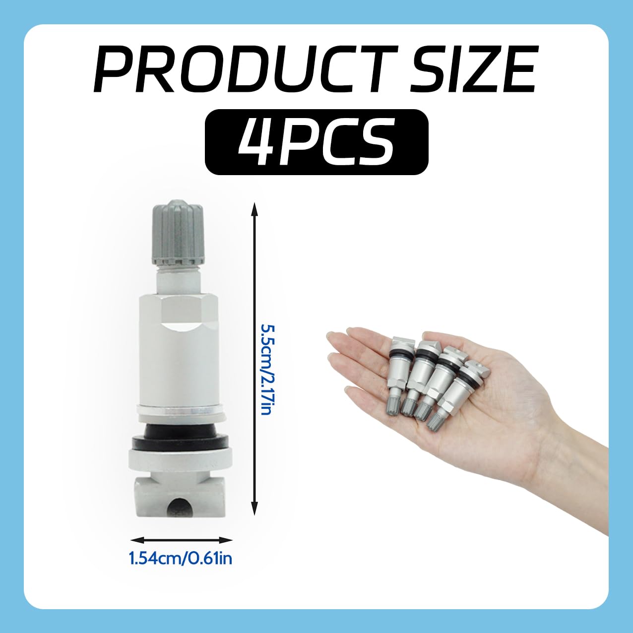 Lot de 4 tiges de valve à clipser pour TPMS - Système de surveillance de la pression des pneus - Système de surveillance de la pression des pneus - Tiges de valve anti-explosion - Outil pour voitures