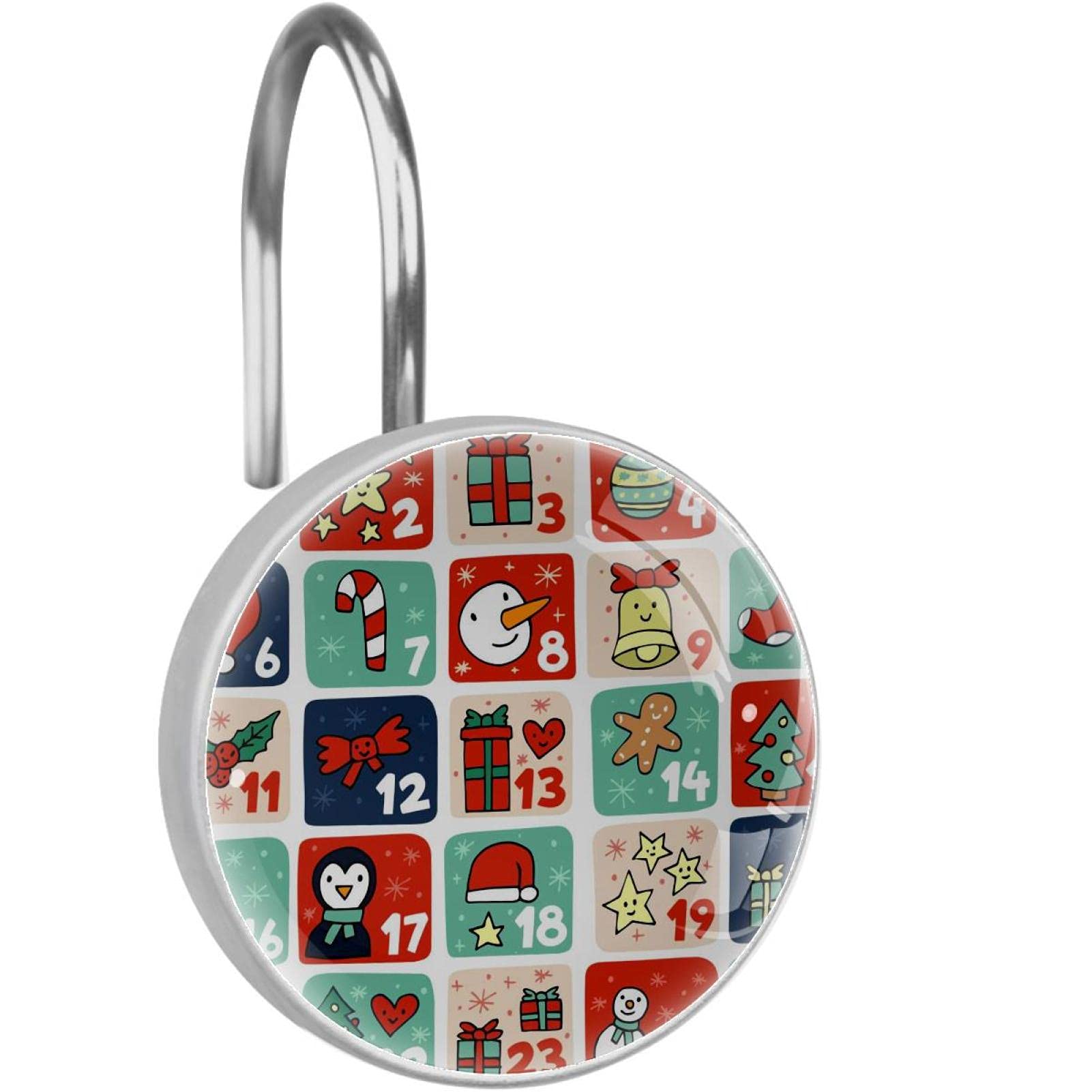 Lot de 12 crochets rideau de douche inox décorations Noël