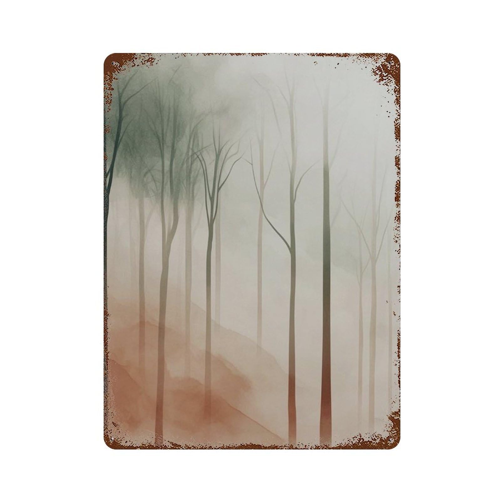 xiaoxiaoshen Abstract Forest Minimal Tree Landscape Neutral Nature Scandinavian Woodland Wall Decor Art Metal Tin Poster Modern Home Decor Art Home Bar Shop Decorations Vintage Sign 40x30cm