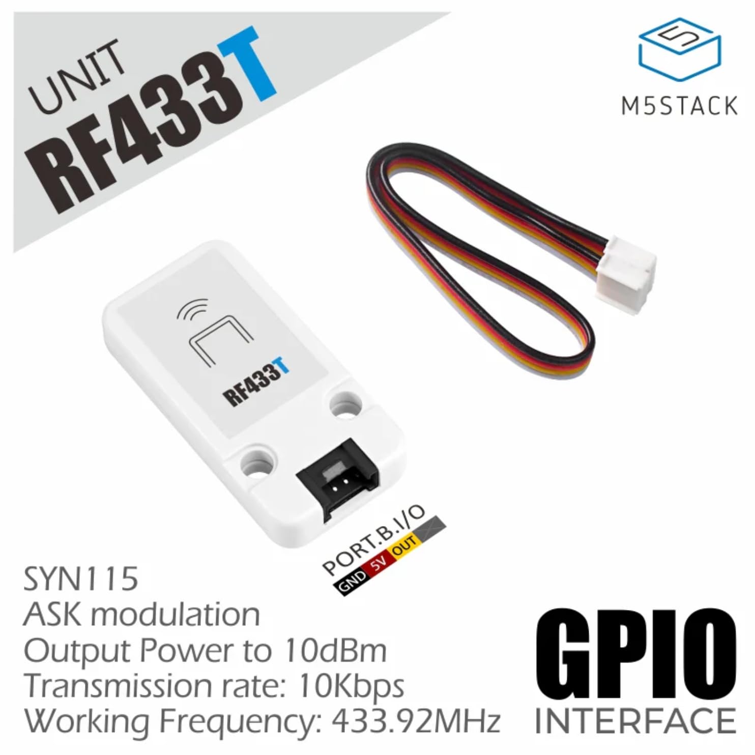 M5Stack SYN115 433 MHz RF Transmitter Unit, Módulo transmisor RF para control remoto y hogar inteligente