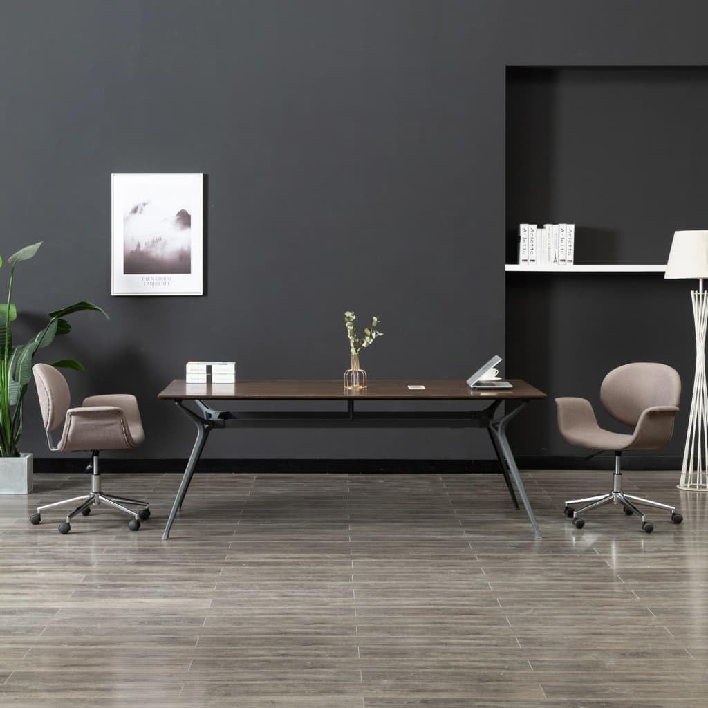 Chaise de bureau pivotante taupe hauteur réglable avec roulettes